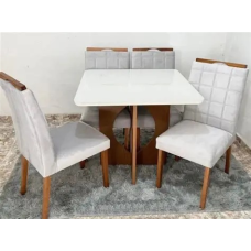 Mesa de Jantar Ilha de Guaratiba 4 cadeiras 90x90